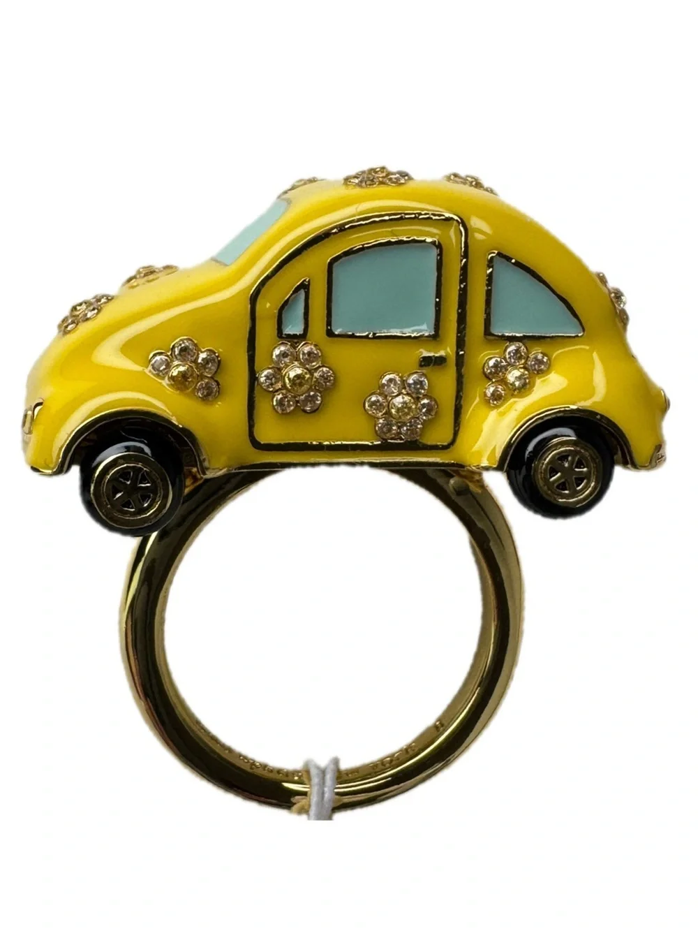 Kate Spade Off We Go Beetle Bug Yellow Car Ring Size 8 NWT